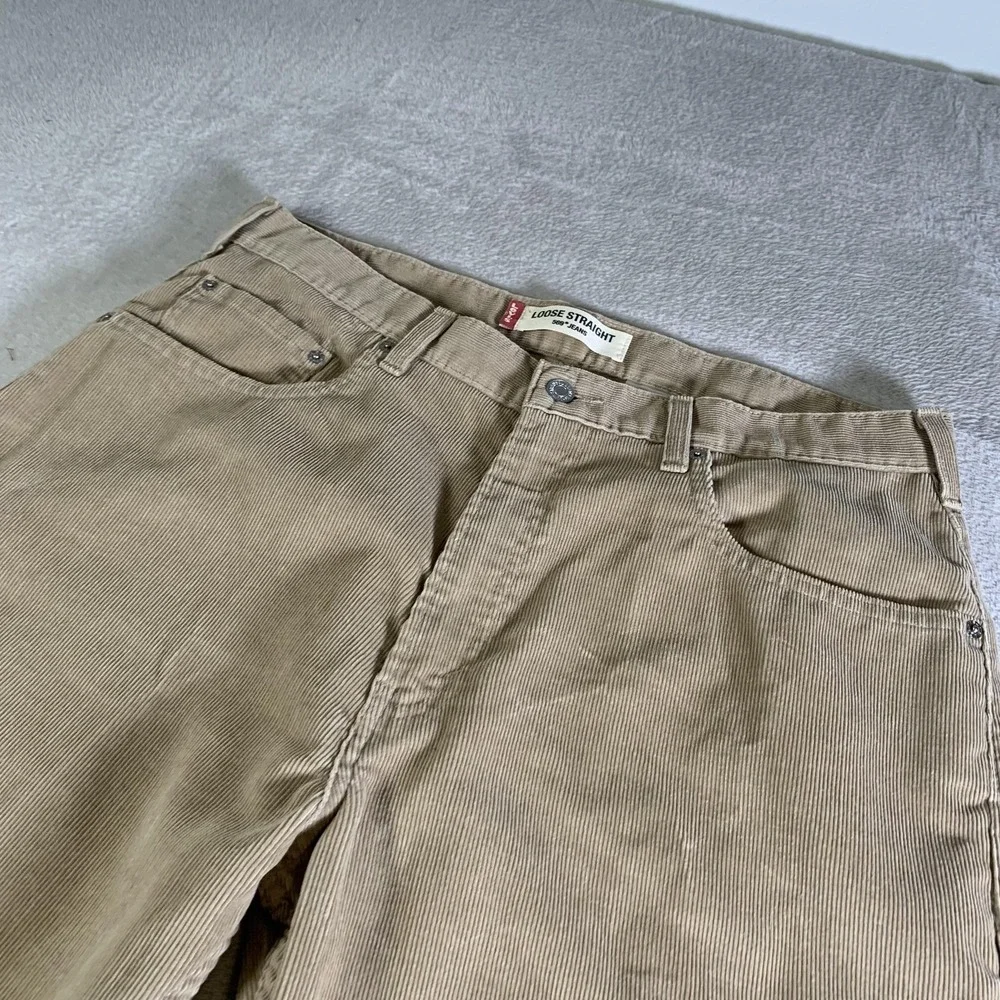 Vintage Levis 569 Jeans Mens 36x34 Beige Loose Straight Corduroy‎ Pants Cords